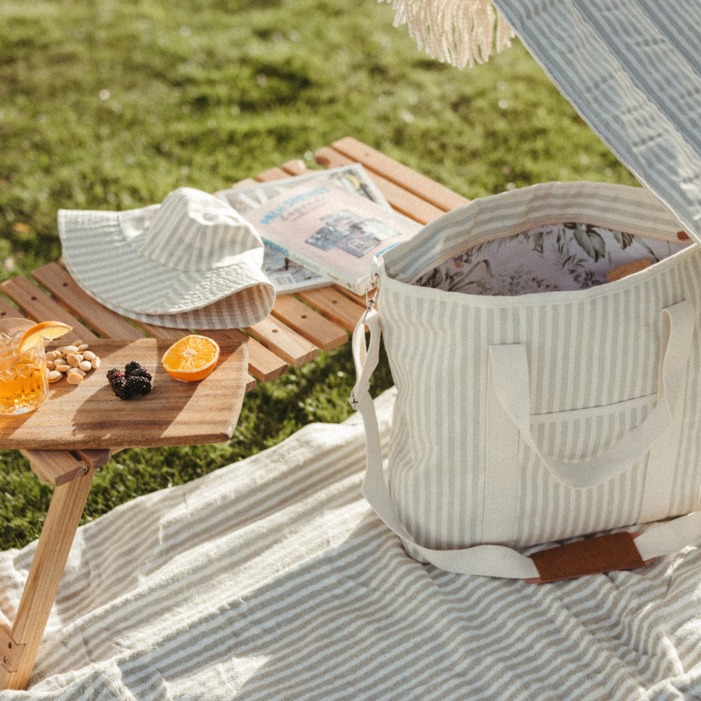 The Bucket Hat - Lauren's Sage Stripe Bucket Hat Business & Pleasure Co