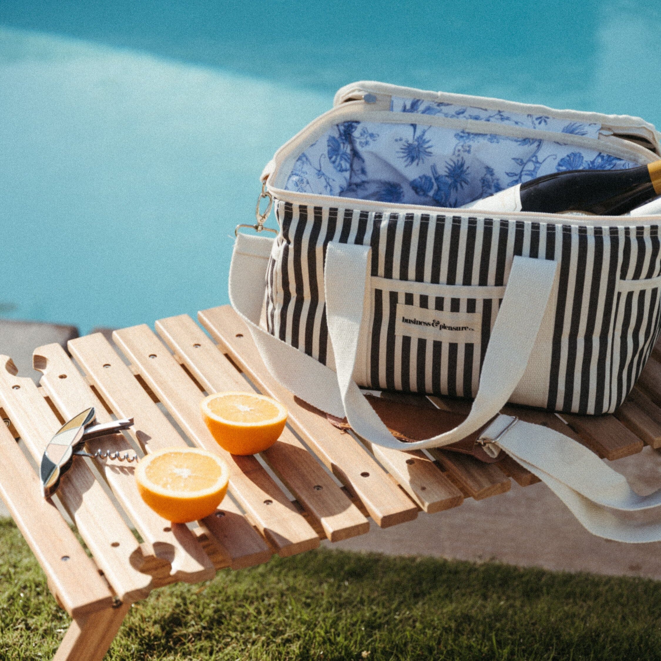 The Premium Cooler Bag - Lauren's Navy Stripe Premium Cooler Bag Business & Pleasure Co
