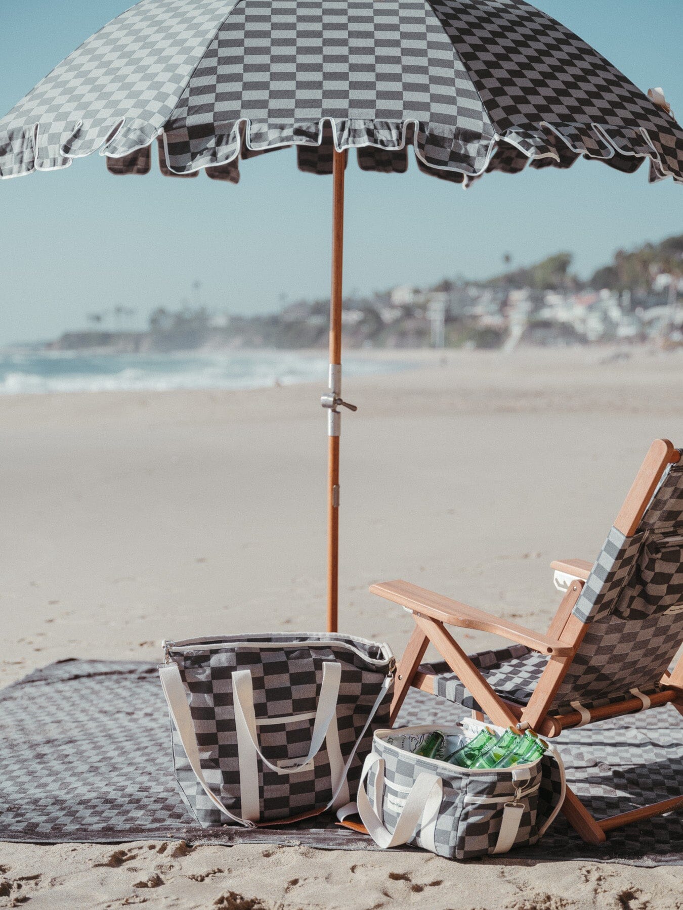 The Premium Beach Umbrella - Vintage Green Check Premium Umbrella Business & Pleasure Co