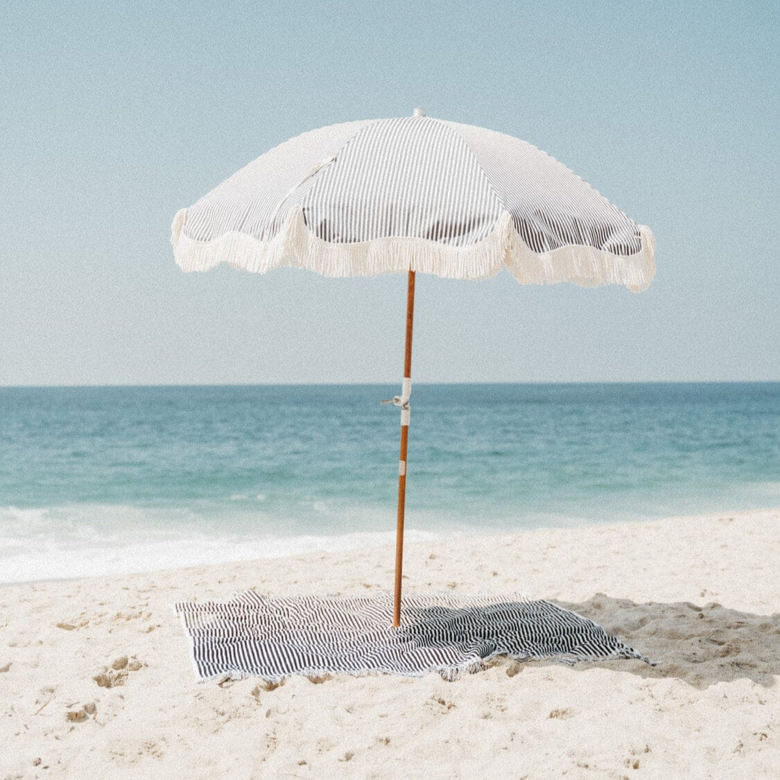 The Beach Blanket - Lauren's Navy Stripe Beach Blanket Business & Pleasure Co