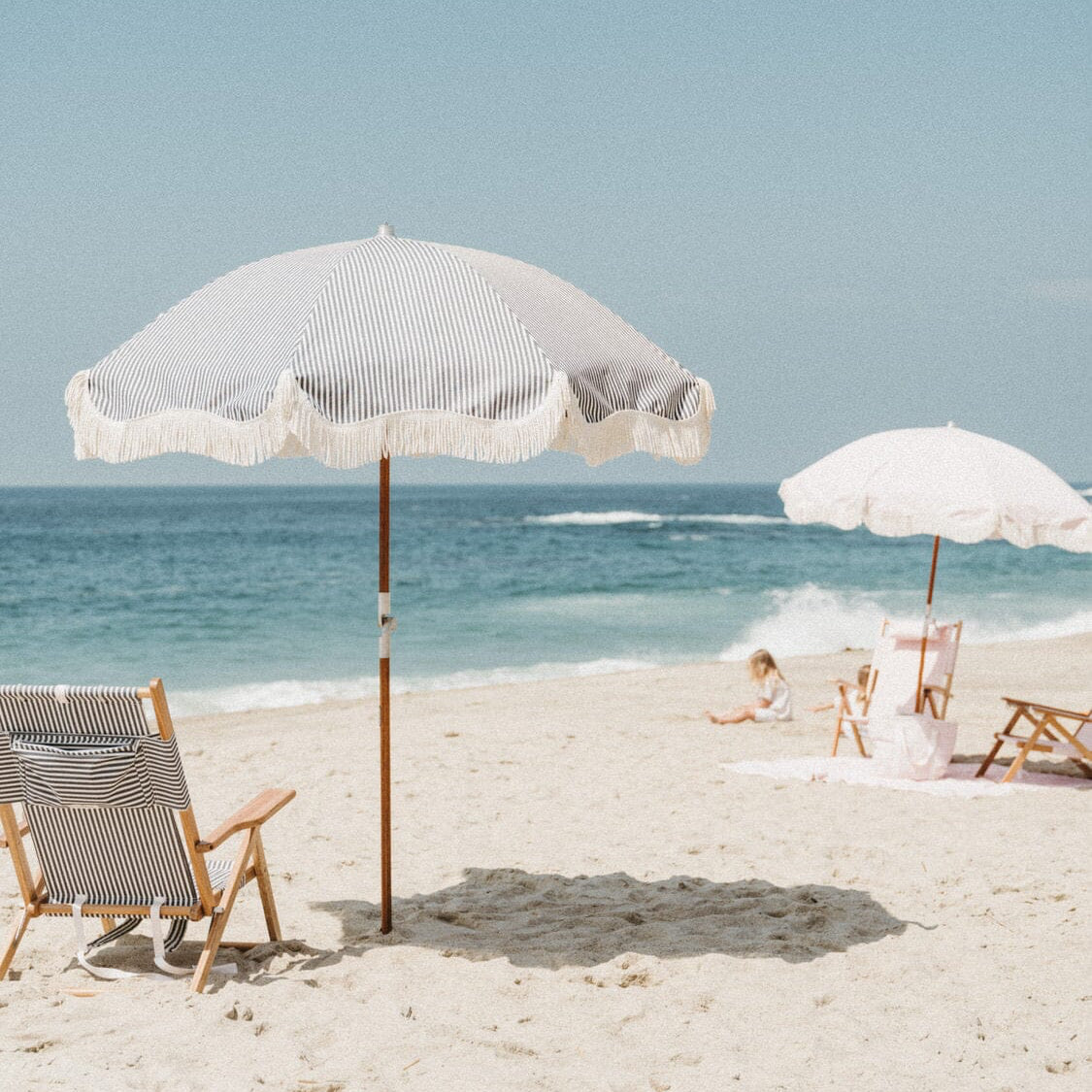 The Premium Beach Umbrella - Lauren's Navy Stripe Premium Umbrella Business & Pleasure Co