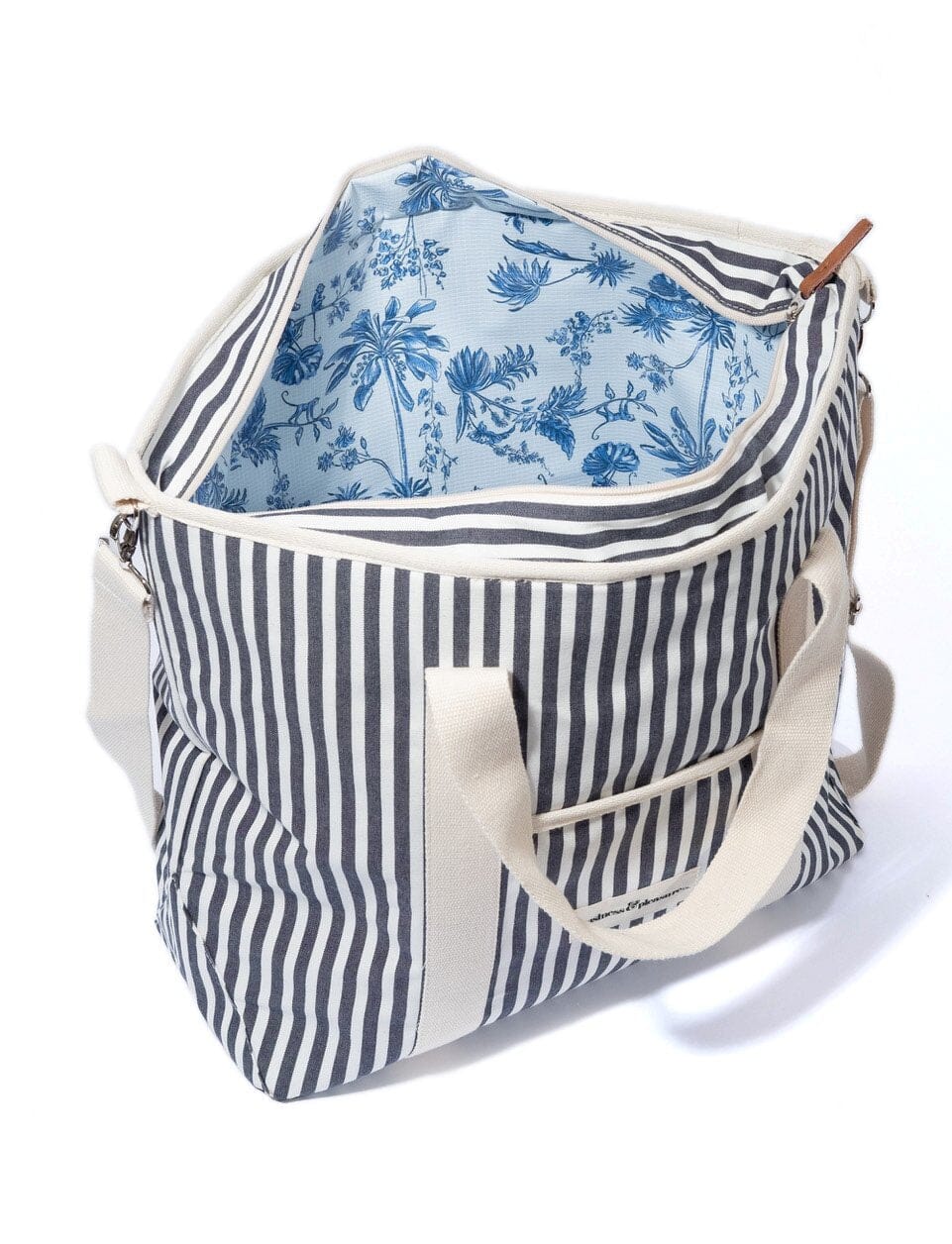 The Cooler Tote Bag - Lauren's Navy Stripe Cooler Tote Business & Pleasure Co