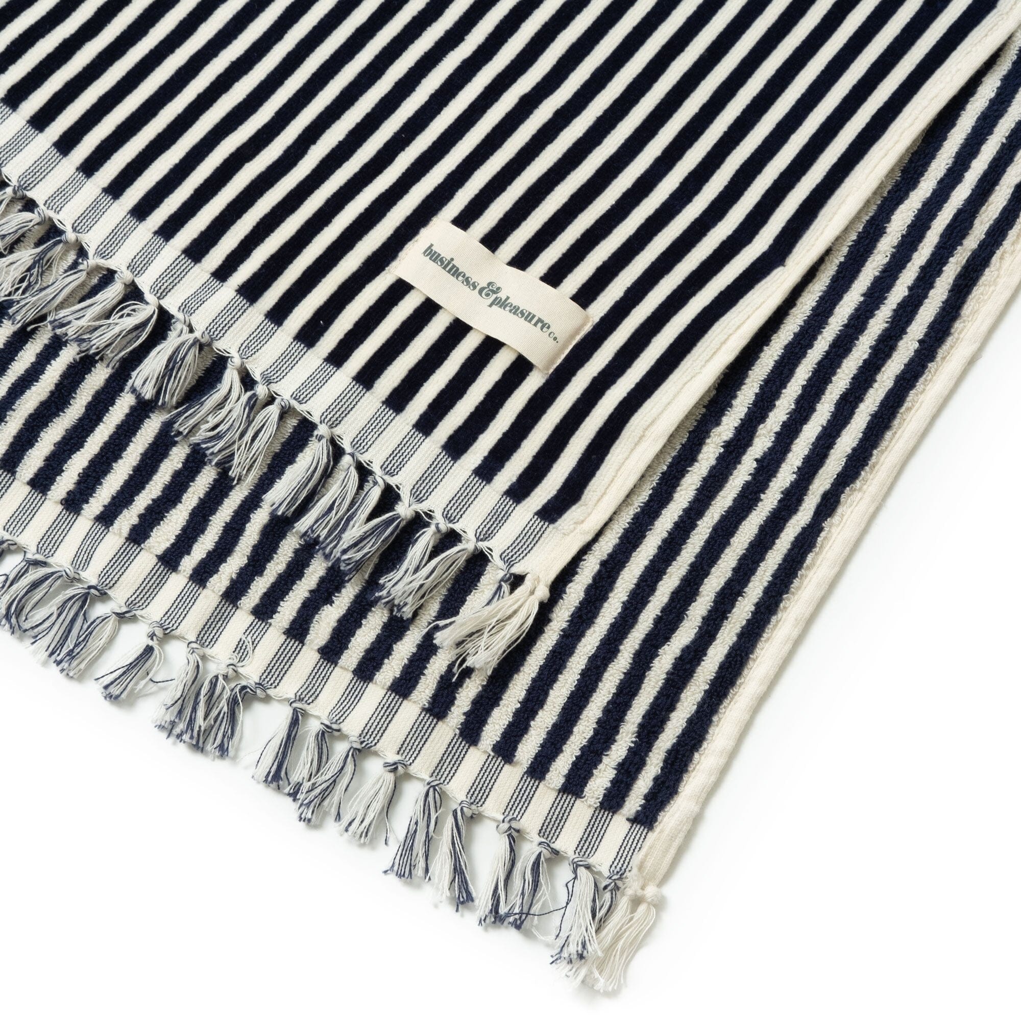 The Beach Towel - Lauren's Navy Stripe - Business & Pleasure Co