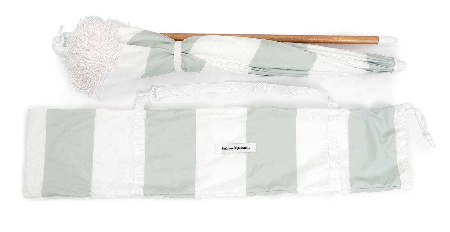 The Holiday Beach Umbrella - Sage Capri Stripe
