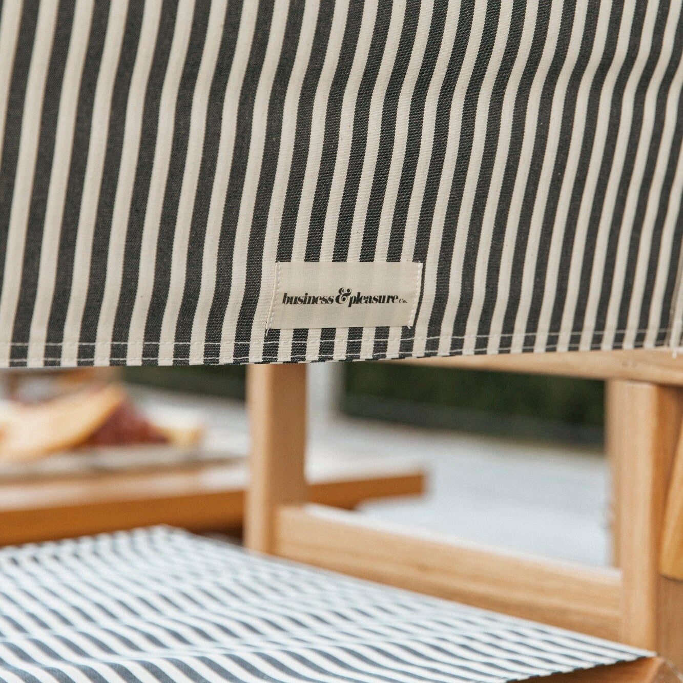 The Directors Chair - Table Height - Lauren's Navy Stripe Directors Chair Businessandpleasureco.com.au
