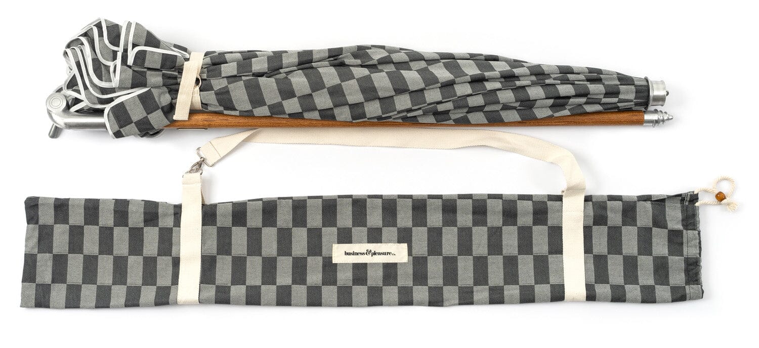 The Premium Beach Umbrella - Vintage Green Check