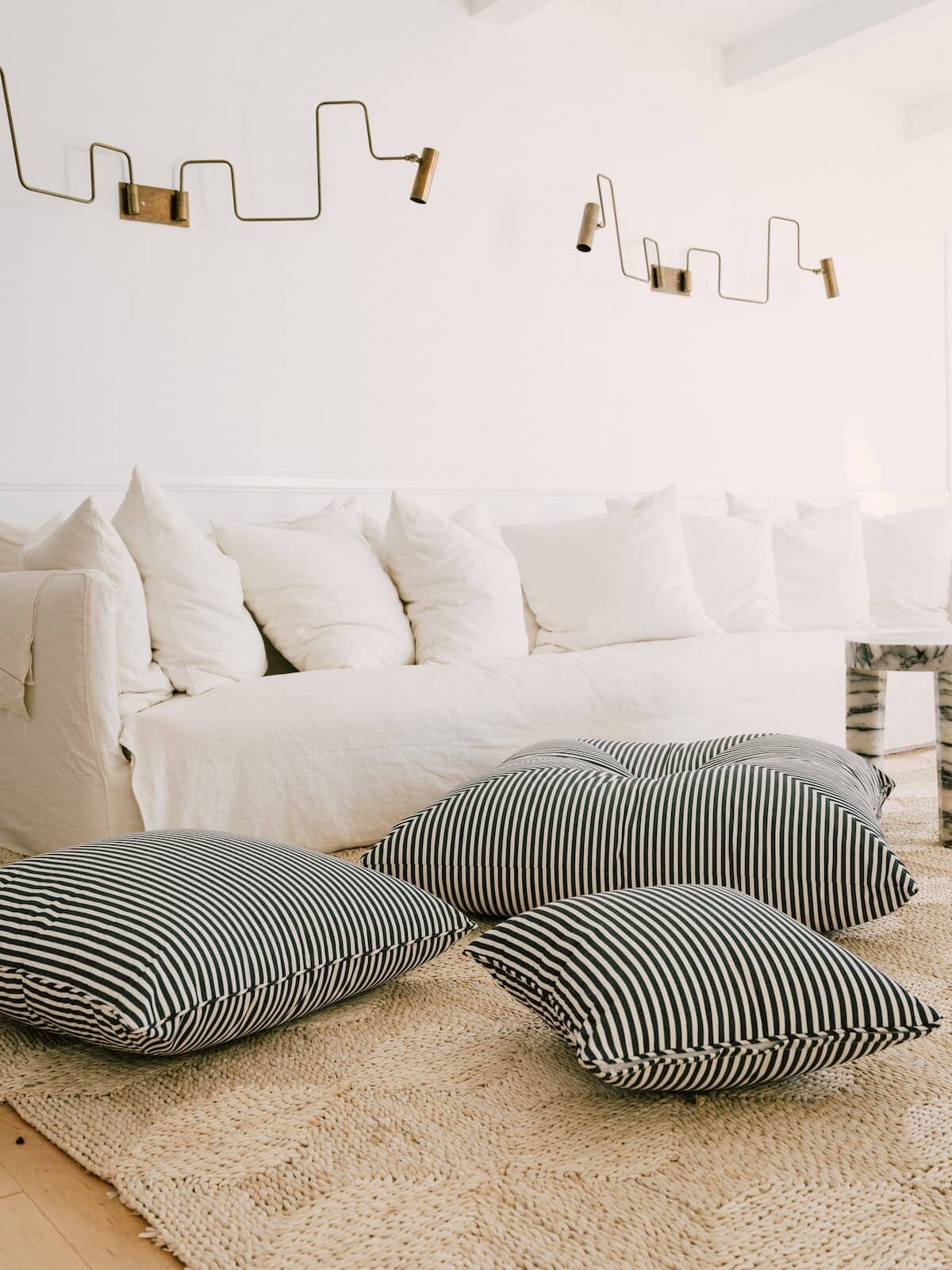 The Euro Throw Pillow - Lauren's Navy Stripe Euro Throw Pillow Business & Pleasure Co Aus