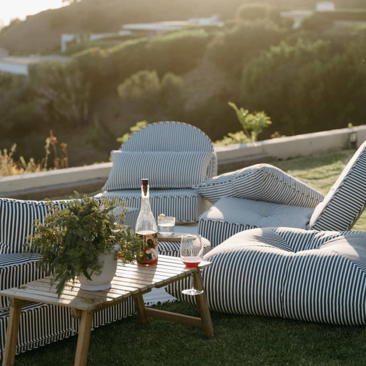The Reclining Pillow Lounger - Lauren's Navy Stripe Reclining Pillow Lounger Business & Pleasure Co Aus