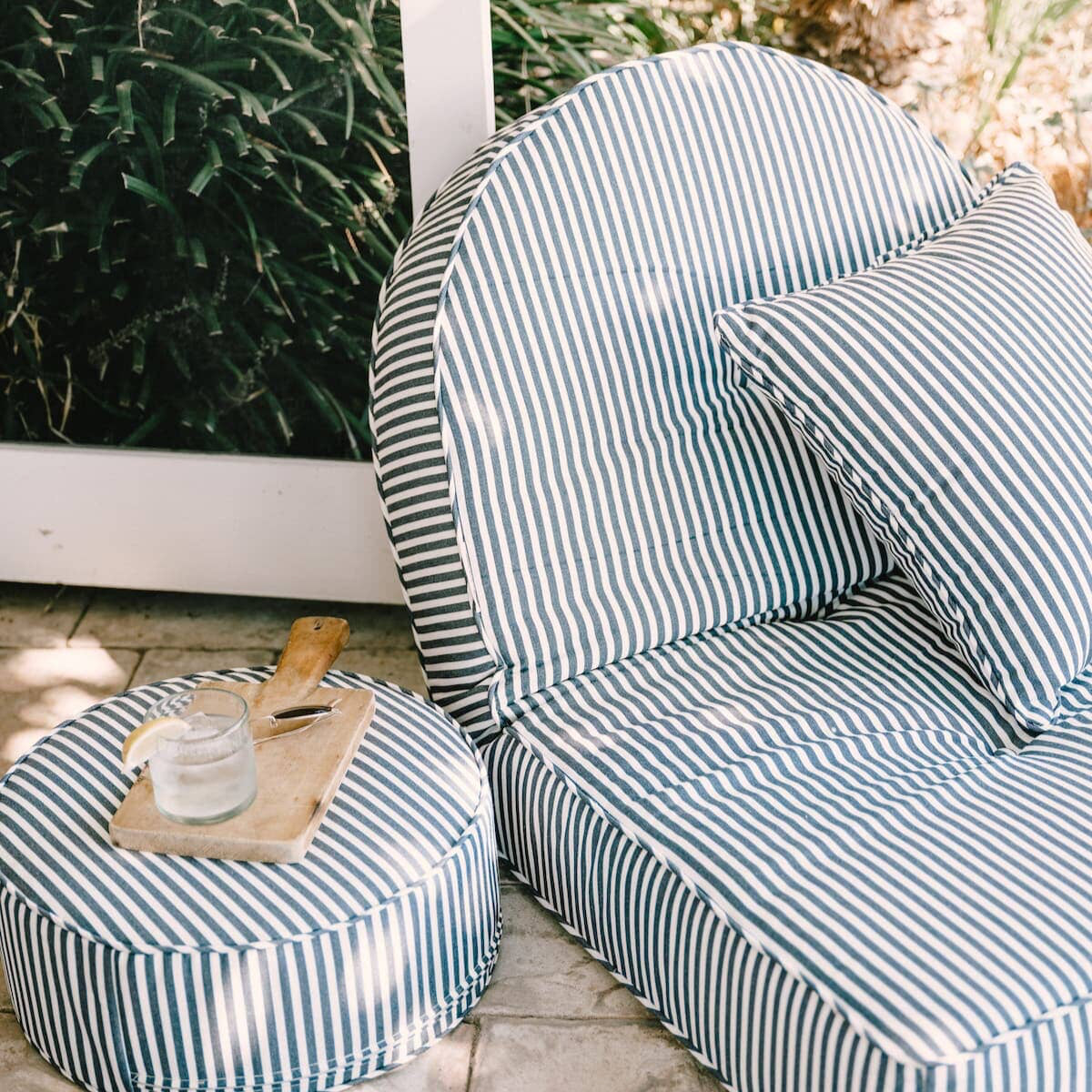 The Reclining Pillow Lounger - Lauren's Navy Stripe Reclining Pillow Lounger Business & Pleasure Co Aus