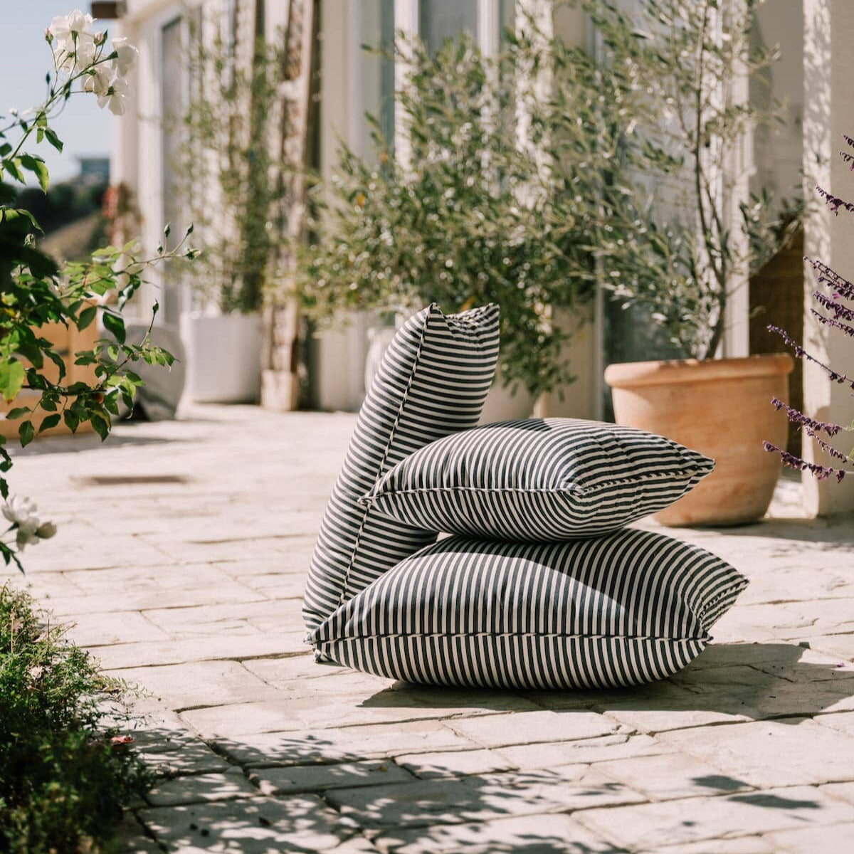 The Small Square Throw Pillow - Lauren's Navy Stripe Small Square Throw Pillow Business & Pleasure Co Aus