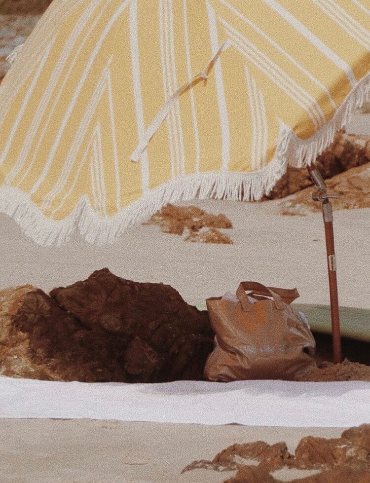 The Premium Beach Umbrella - Vintage Yellow Stripe