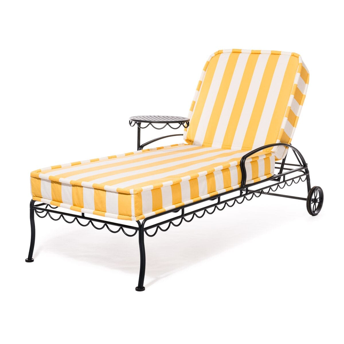 Product image of The Al Fresco Sun Lounger in Crew Mimosa Yellow Stripe | Vintage Black Frame Al Fresco Sun Lounger Kit Business & Pleasure Co. 