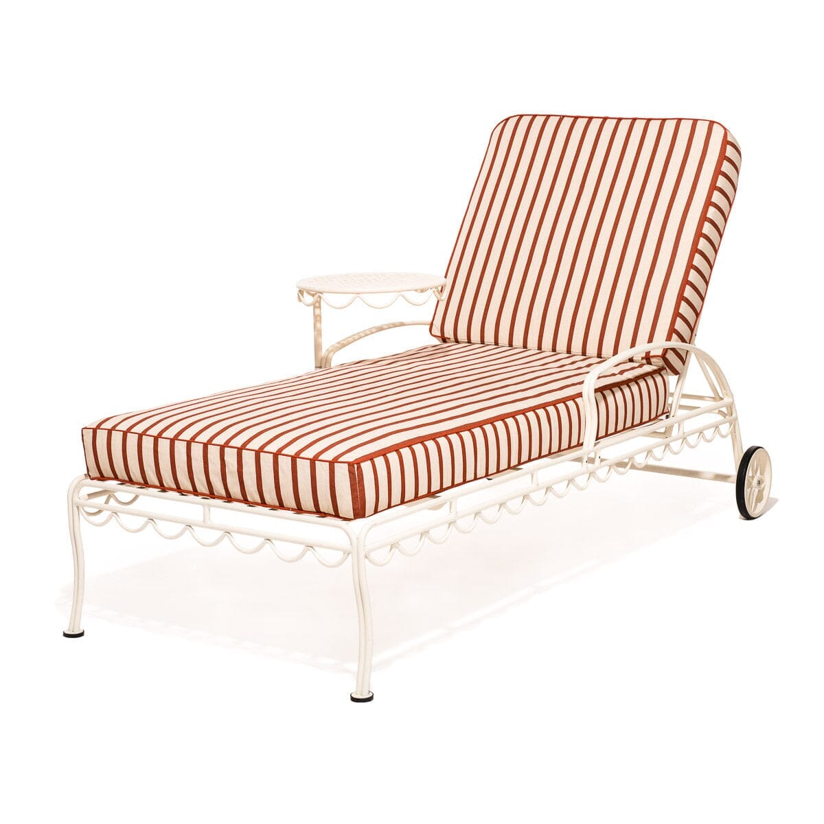 Product image of The Al Fresco Sun Lounger in Monaco Le Sirenuse Stripe | Antique White Frame Al Fresco Sun Lounger Kit Business & Pleasure Co. 