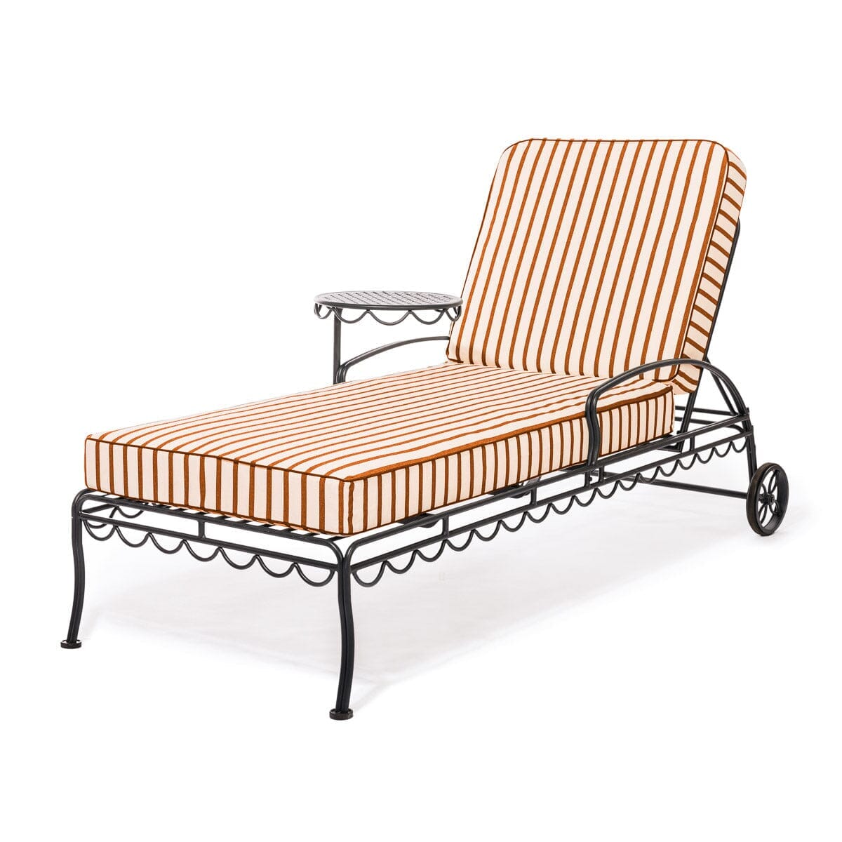 Product image of The Al Fresco Sun Lounger in Monaco Le Sirenuse Stripe | Vintage Black Frame Al Fresco Sun Lounger Kit Business & Pleasure Co. 