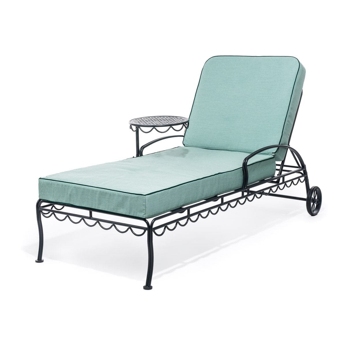 Product image of The Al Fresco Sun Lounger in Rivie Green | Vintage Black Frame Al Fresco Sun Lounger Kit Business & Pleasure Co. 