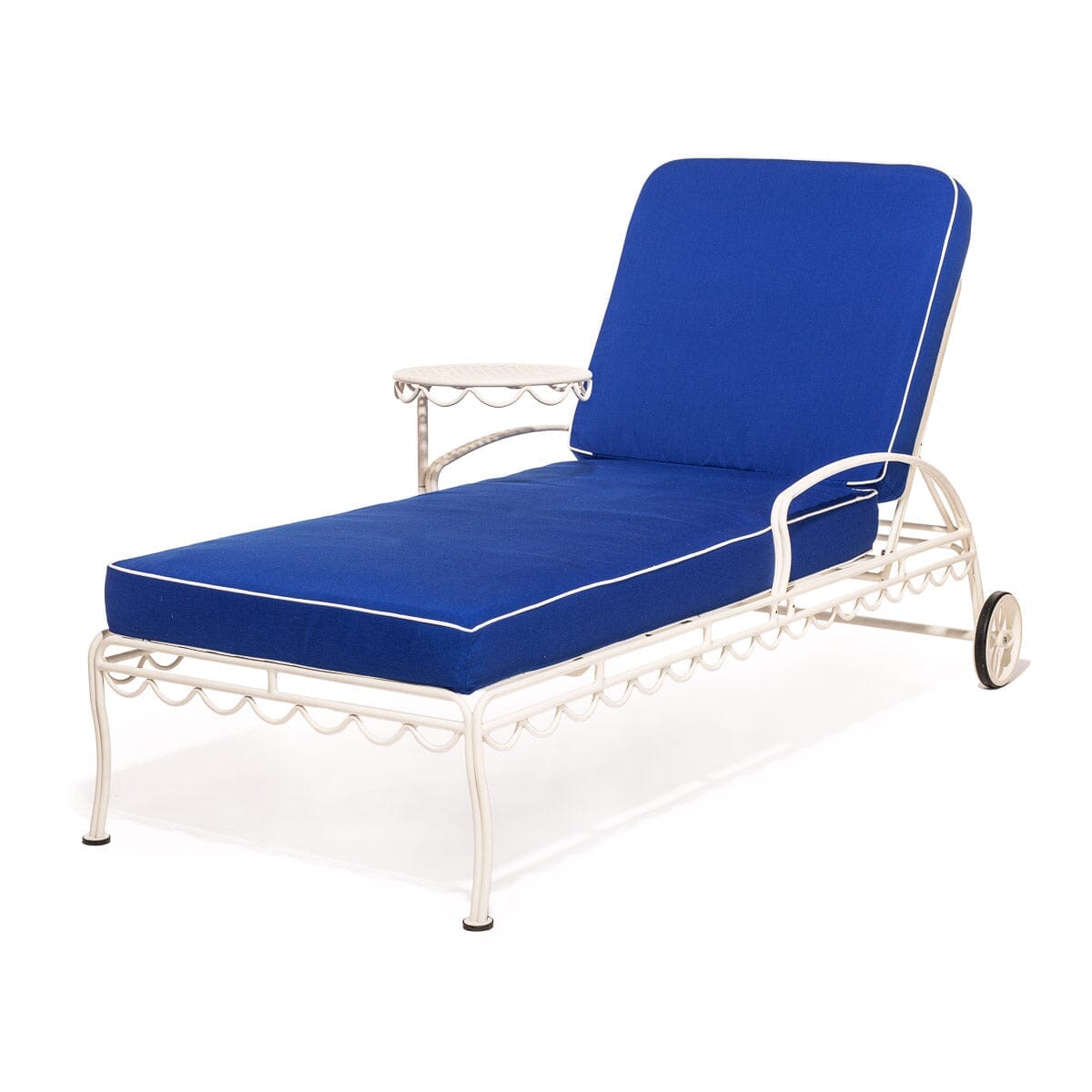 Product image of The Al Fresco Sun Lounger in Rivie Mediterranean Blue | Antique White Frame Al Fresco Sun Lounger Kit Business & Pleasure Co. 