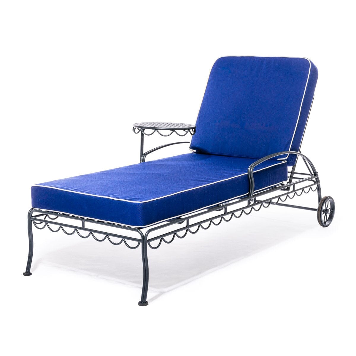 Product image of The Al Fresco Sun Lounger in Rivie Mediterranean Blue | Vintage Black Frame Al Fresco Sun Lounger Kit Business & Pleasure Co. 