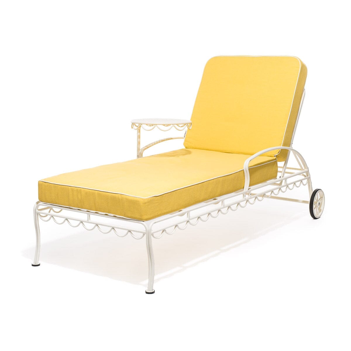 Product image of The Al Fresco Sun Lounger in Rivie Mimosa | Antique White Frame Al Fresco Sun Lounger Kit Business & Pleasure Co. 