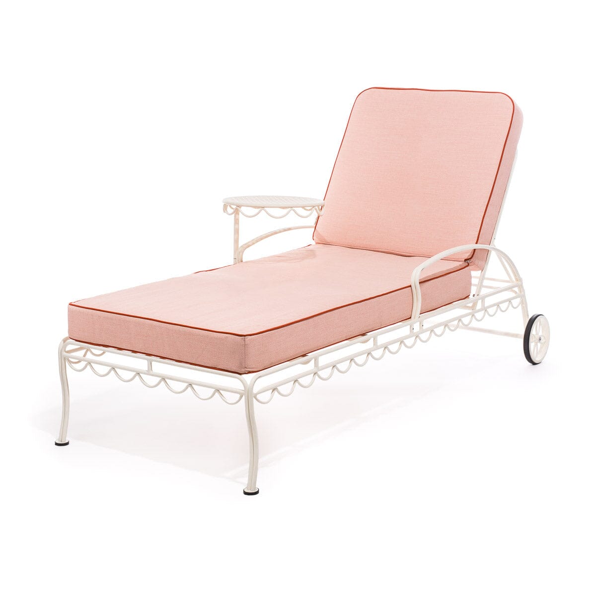 Product image of The Al Fresco Sun Lounger in Rivie Pink | Antique White Frame Al Fresco Sun Lounger Kit Business & Pleasure Co. 