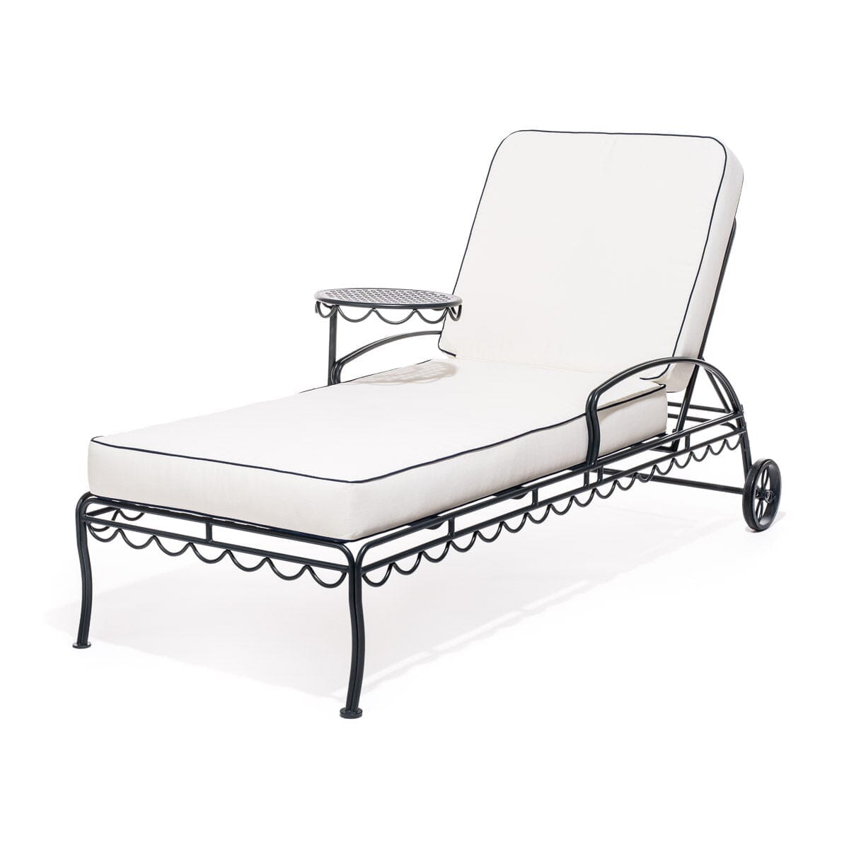Product image of The Al Fresco Sun Lounger in Rivie White | Vintage Black Frame Al Fresco Sun Lounger Kit Business & Pleasure Co. 