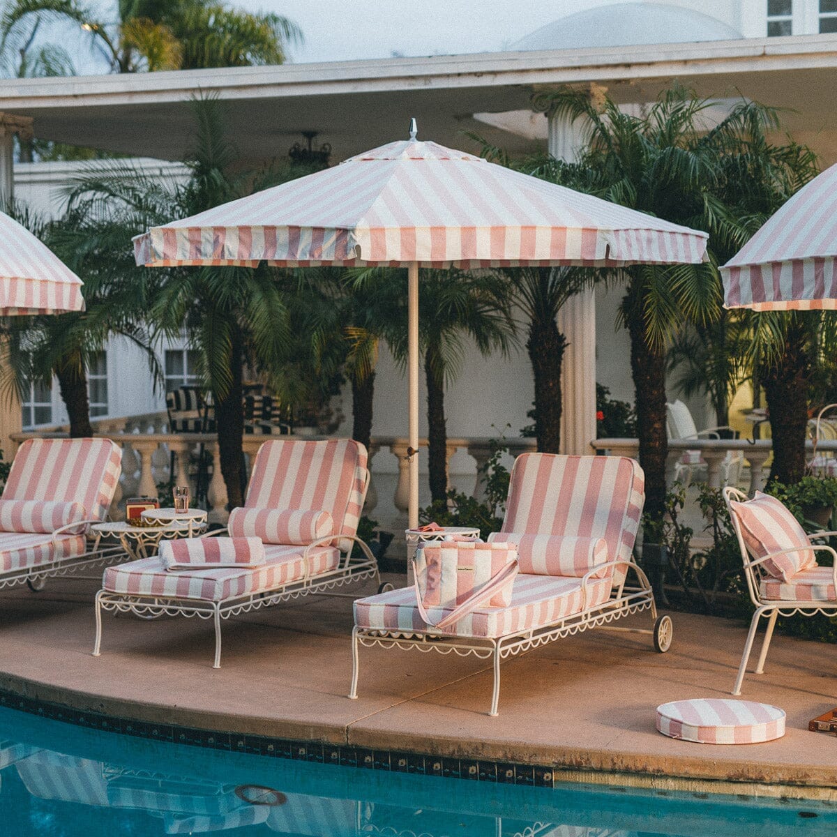 Resort Market Umbrella | Crew Pink Stripe & Antique White Frame Resort Market Umbrella Kit Business & Pleasure Co Aus 