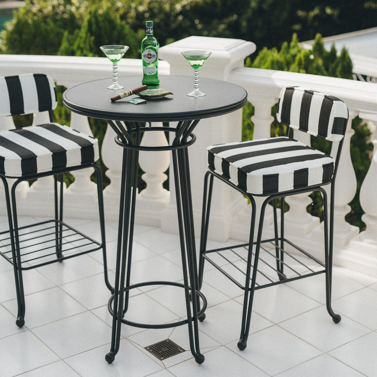 Waterhouse Bistro Stool in Crew Vintage Black Stripe | Vintage Black Frame Waterhouse Bistro Stool Kit Business & Pleasure Co Aus 