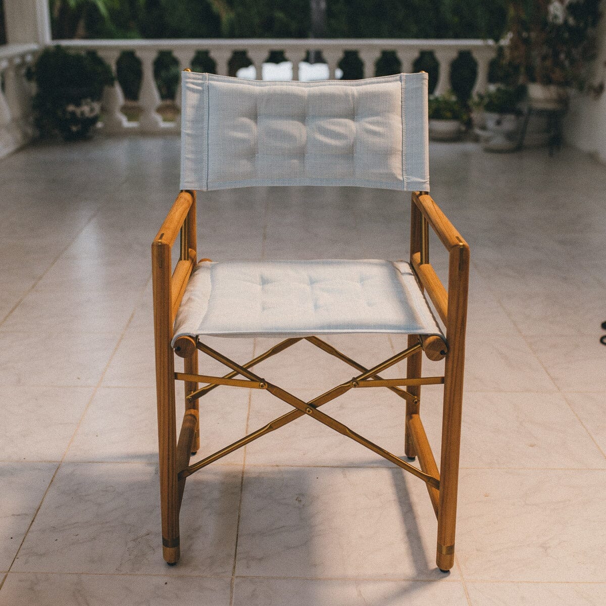 The WES Directors Chair in Sky Blue | Teakwood Gold Frame Wes Director Chair Kit Business & Pleasure Co Aus 