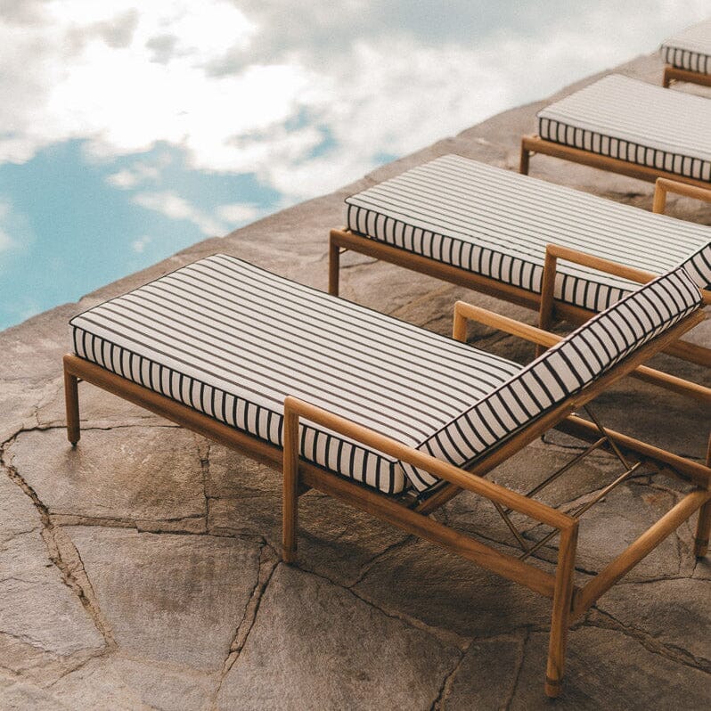 The WES Sun Lounger in Monaco Black Stripe | Teakwood Gold Frame Wes Sun Lounger Kit Business & Pleasure Co Aus 