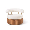 Swatch for The Daisy Accent Swivel Chair in Boucle Antique White | Teakwood Frame