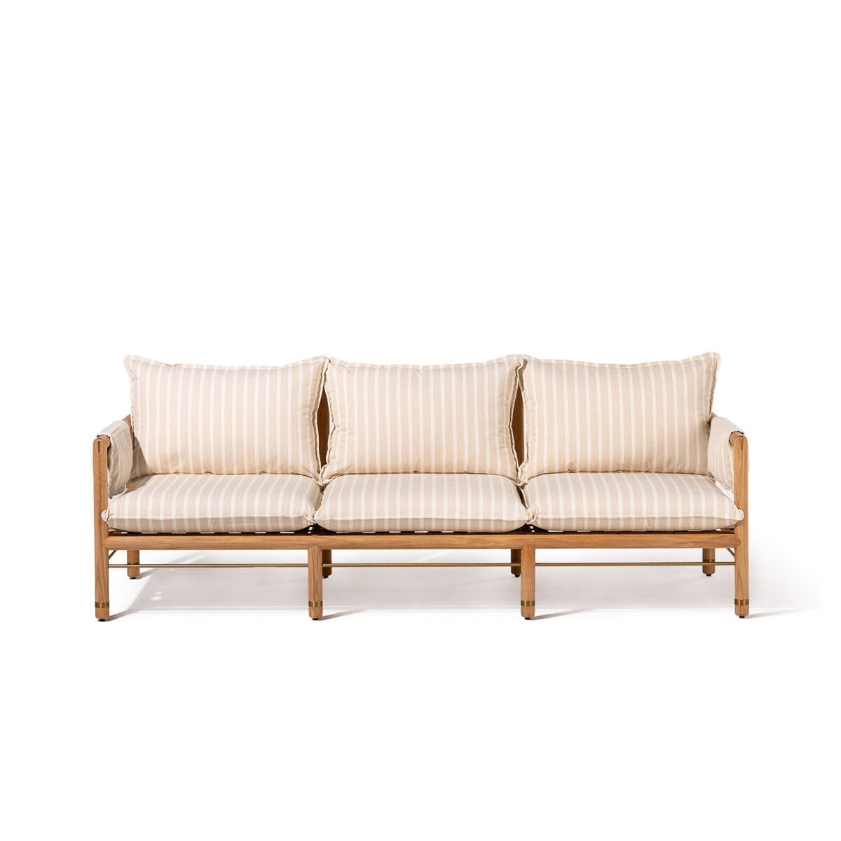 Product image of Wes Sofa in Monaco Natural Stripe | Teakwood Gold Frame Wes Sofa Kit Business & Pleasure Co Aus 