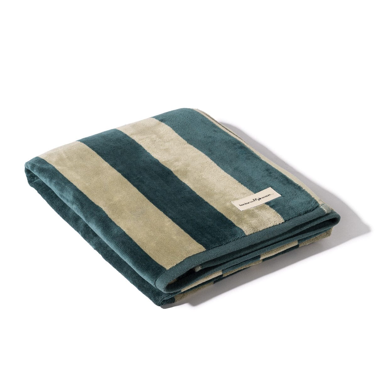 The Beach Towel - Terry Green Stripe Beach Towel Business & Pleasure Co Aus 