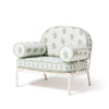 Swatch for The Al Fresco Accent Chair by Amanda Lindroth in Jaipur Green | Antique White Frame