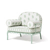 Swatch for The Al Fresco Accent Chair by Amanda Lindroth in Jaipur Green | Sage Green Frame