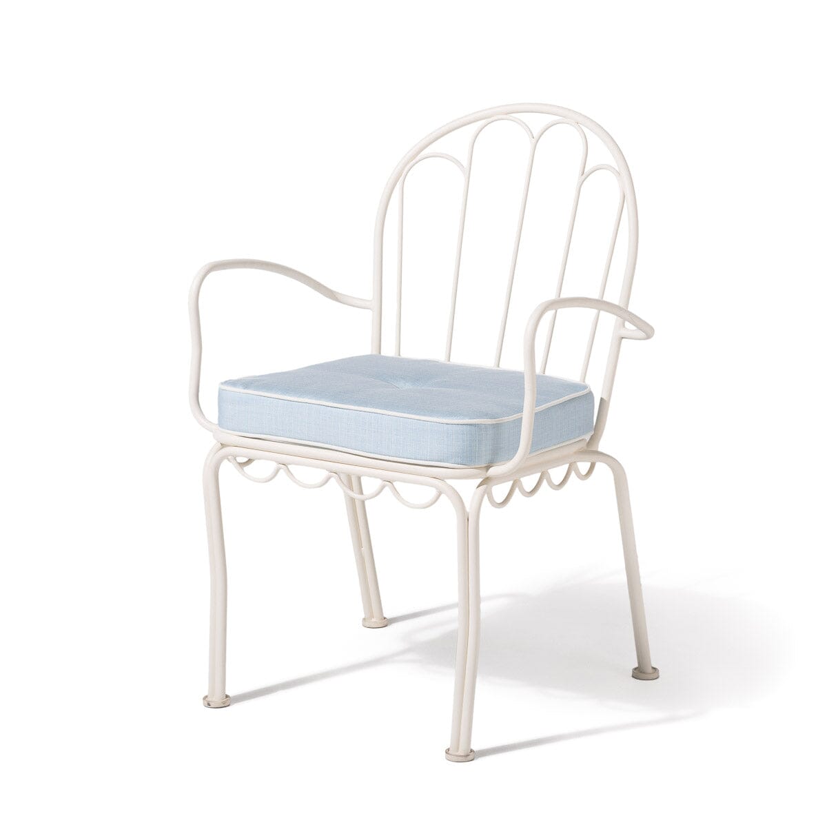 The Al Fresco Dining Chair & Cushion by Amanda Lindroth in Sky Blue | Antique White Frame Al Fresco Dining Chair Kit B&P by Amanda Lindroth 
