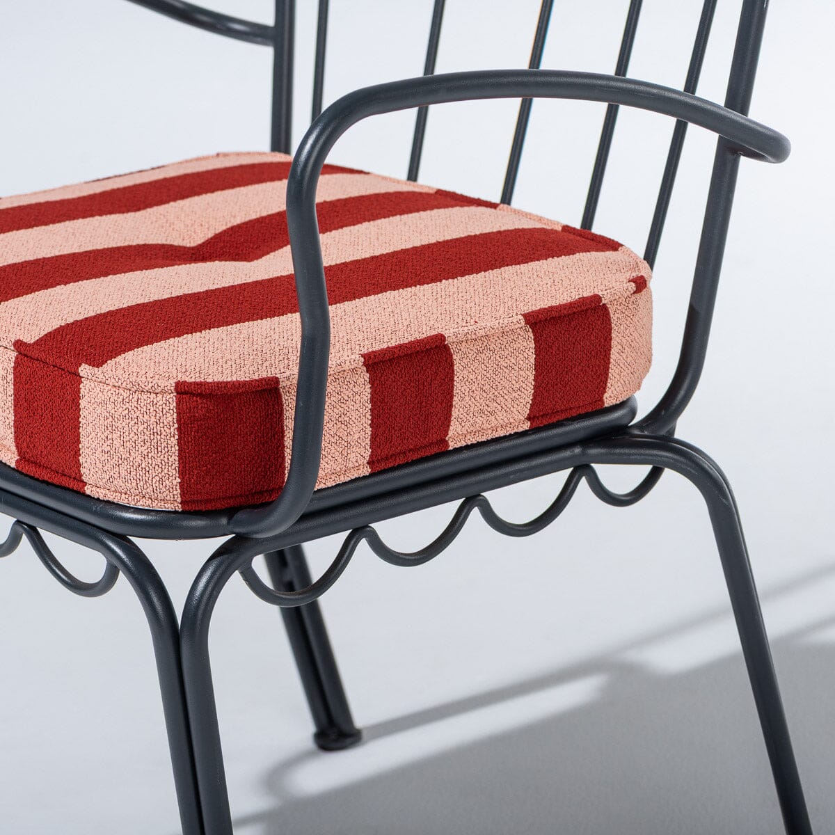 The Al Fresco Dining Chair in Terry Terracotta Stripe | Vintage Black Frame Al Fresco Dining Chair Business & Pleasure Co Aus 
