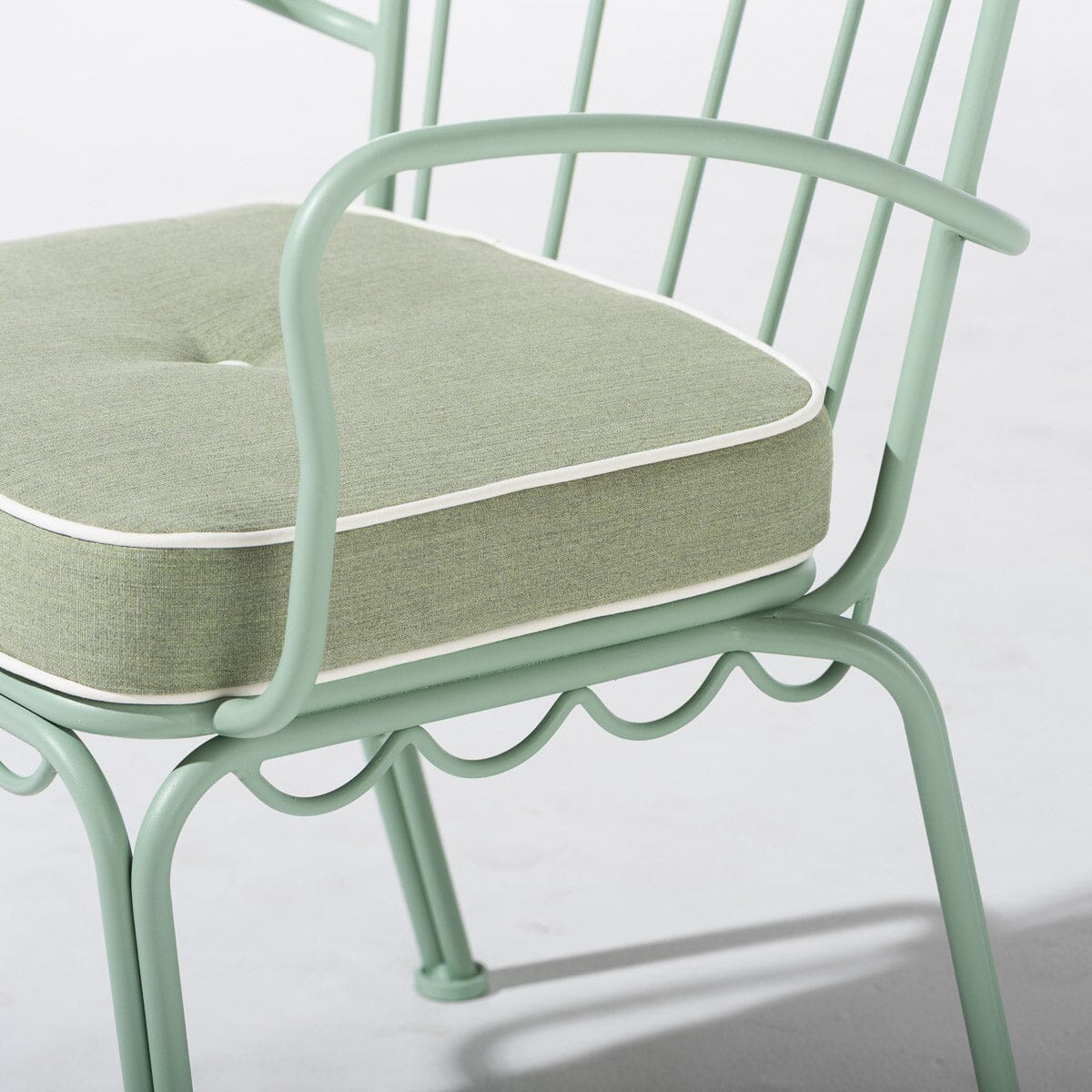 The Al Fresco Dining Chair & Cushion by Amanda Lindroth in Jade Green | Sage Green Frame Al Fresco Dining Chair Kit B&P by Amanda Lindroth 