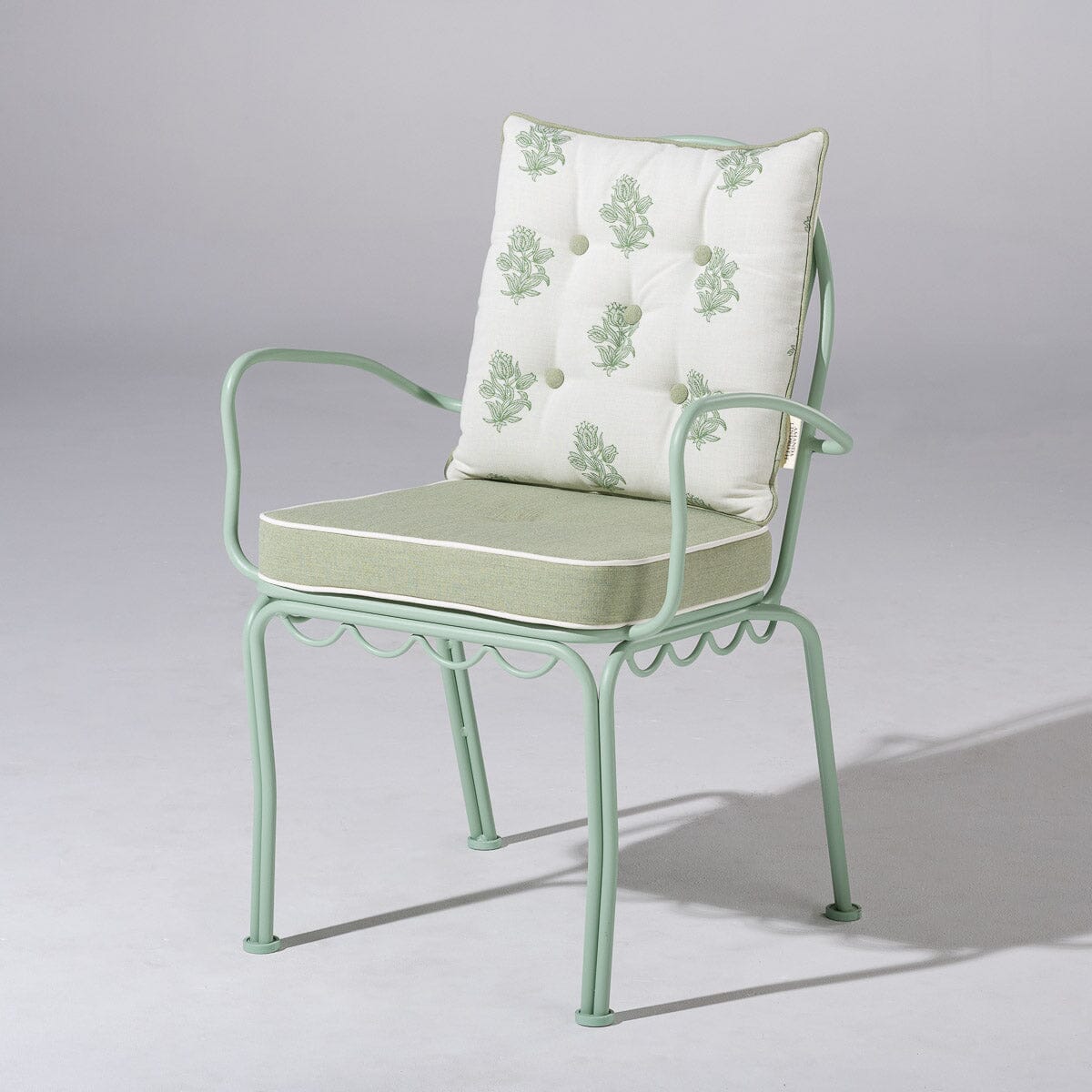 The Al Fresco Dining Chair & Cushion by Amanda Lindroth in Jade Green | Sage Green Frame Al Fresco Dining Chair Kit B&P by Amanda Lindroth 