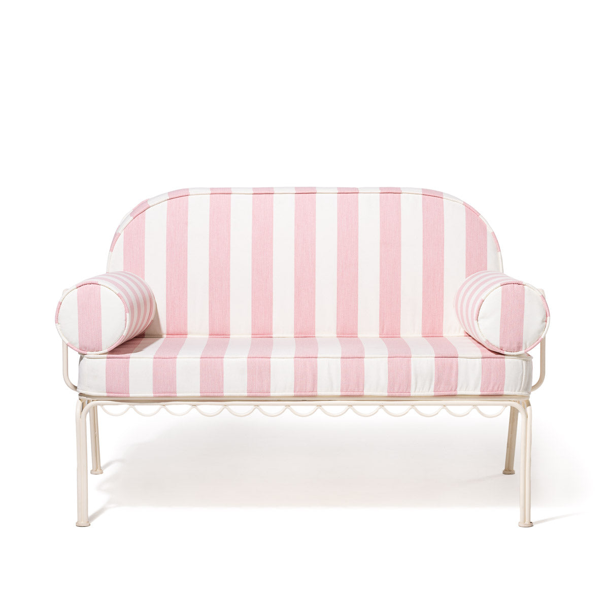 The Al Fresco Love Seat Antique White & Crew Pink Stripe