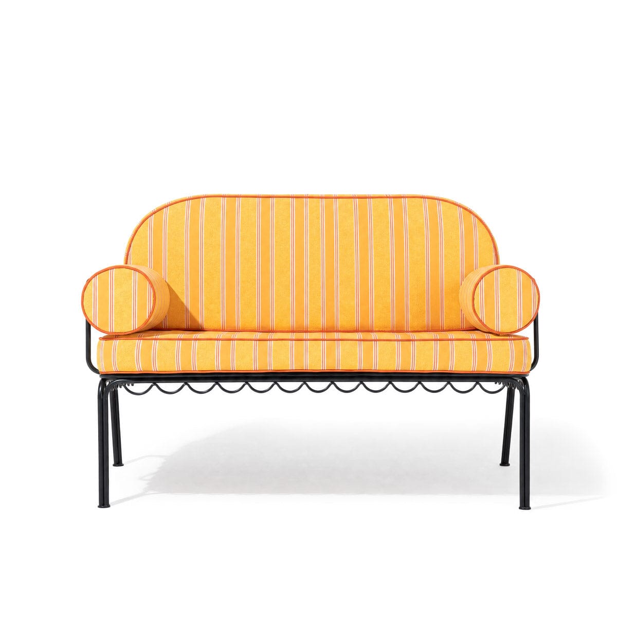 Product image of The Al Fresco Love Seat in Bistro Papaya Stripe| Vintage Black Frame Al Fresco Love Seat Kit Business & Pleasure Co. 