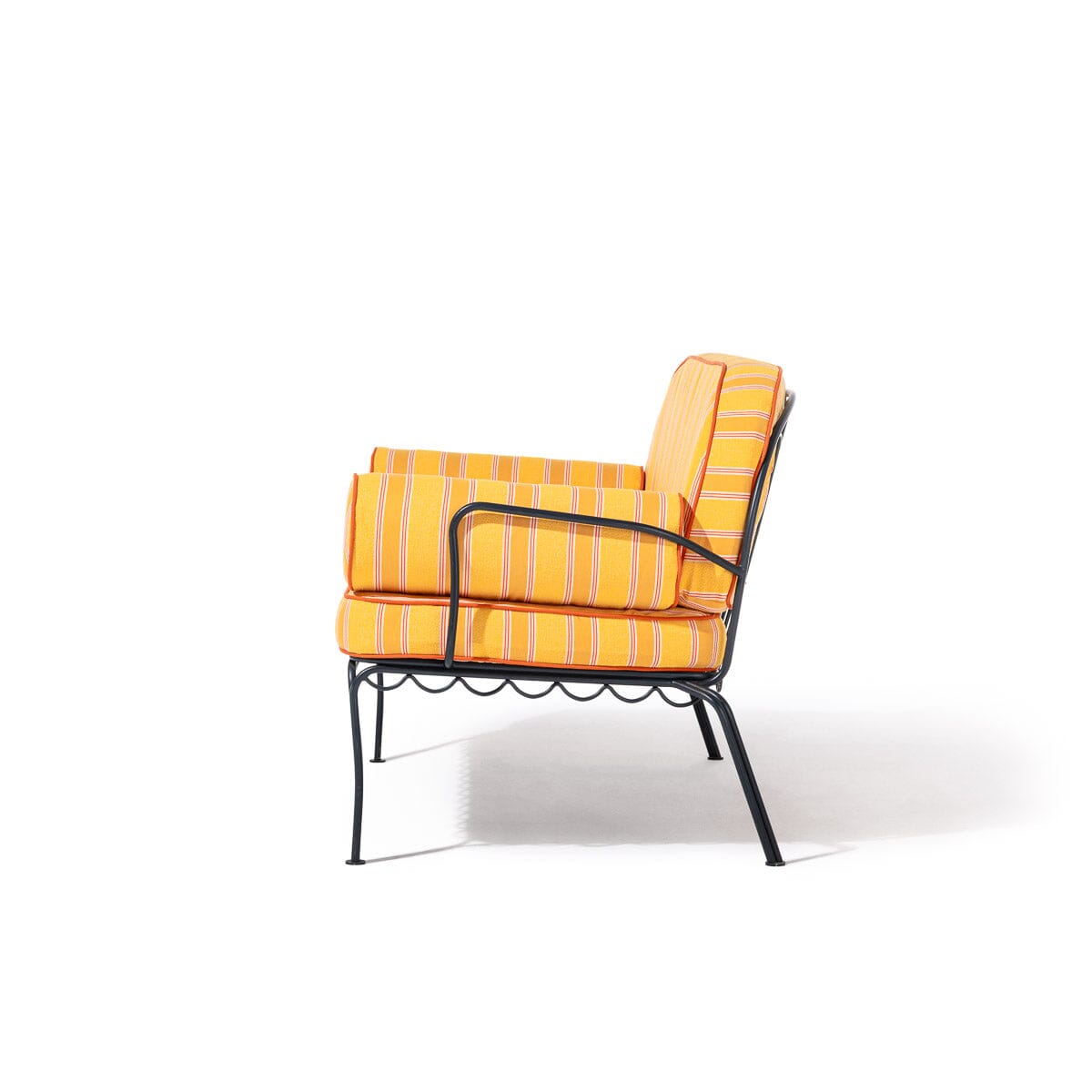 The Al Fresco Love Seat in Bistro Papaya Stripe| Vintage Black Frame Al Fresco Love Seat Kit Business & Pleasure Co. 