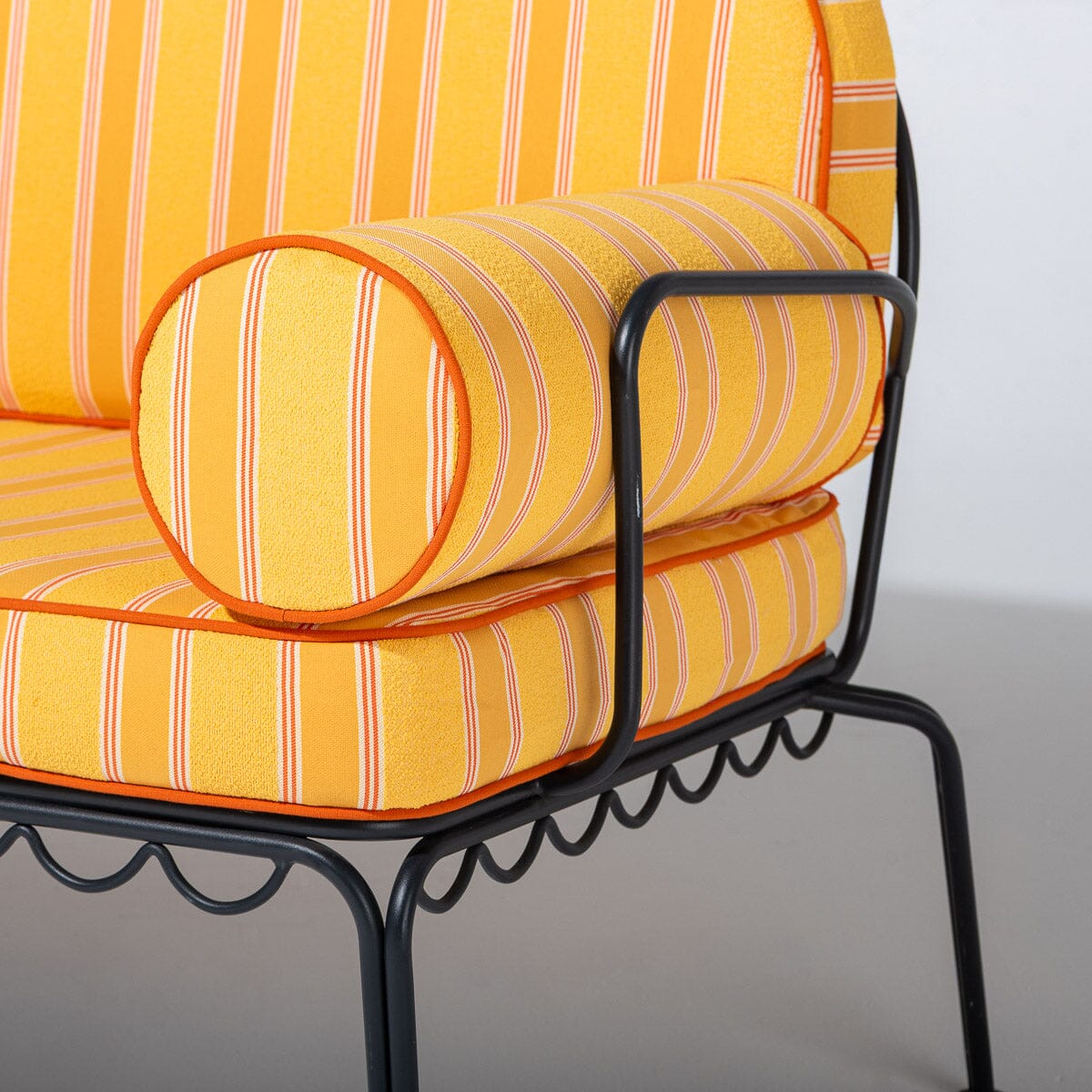 The Al Fresco Love Seat in Bistro Papaya Stripe| Vintage Black Frame Al Fresco Love Seat Kit Business & Pleasure Co. 