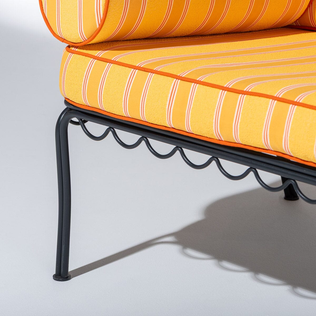 The Al Fresco Love Seat in Bistro Papaya Stripe| Vintage Black Frame Al Fresco Love Seat Kit Business & Pleasure Co. 