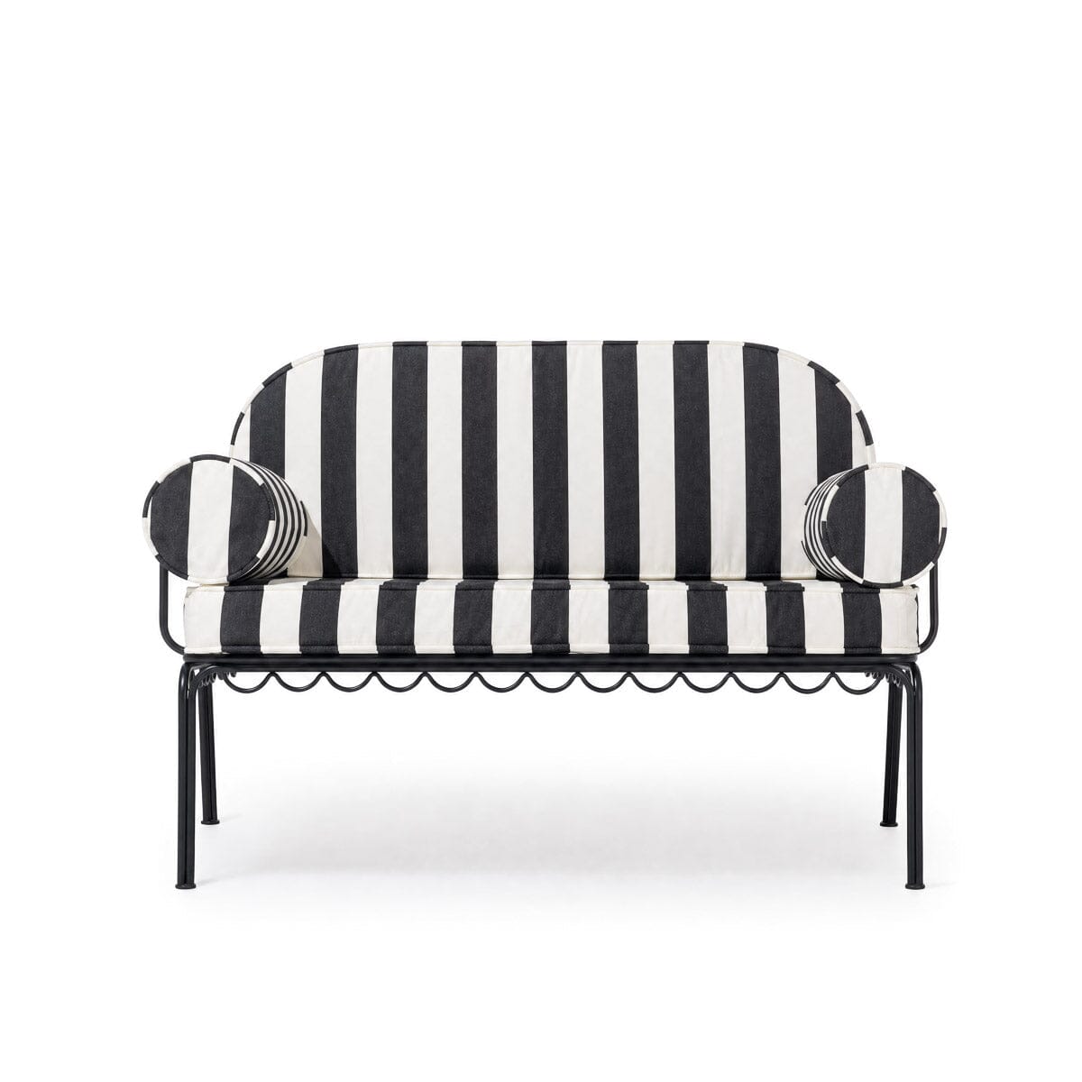 Product image of The Al Fresco Love Seat in Crew Vintage Black Stripe | Vintage Black Frame Al Fresco Love Seat Kit Business & Pleasure Co. 