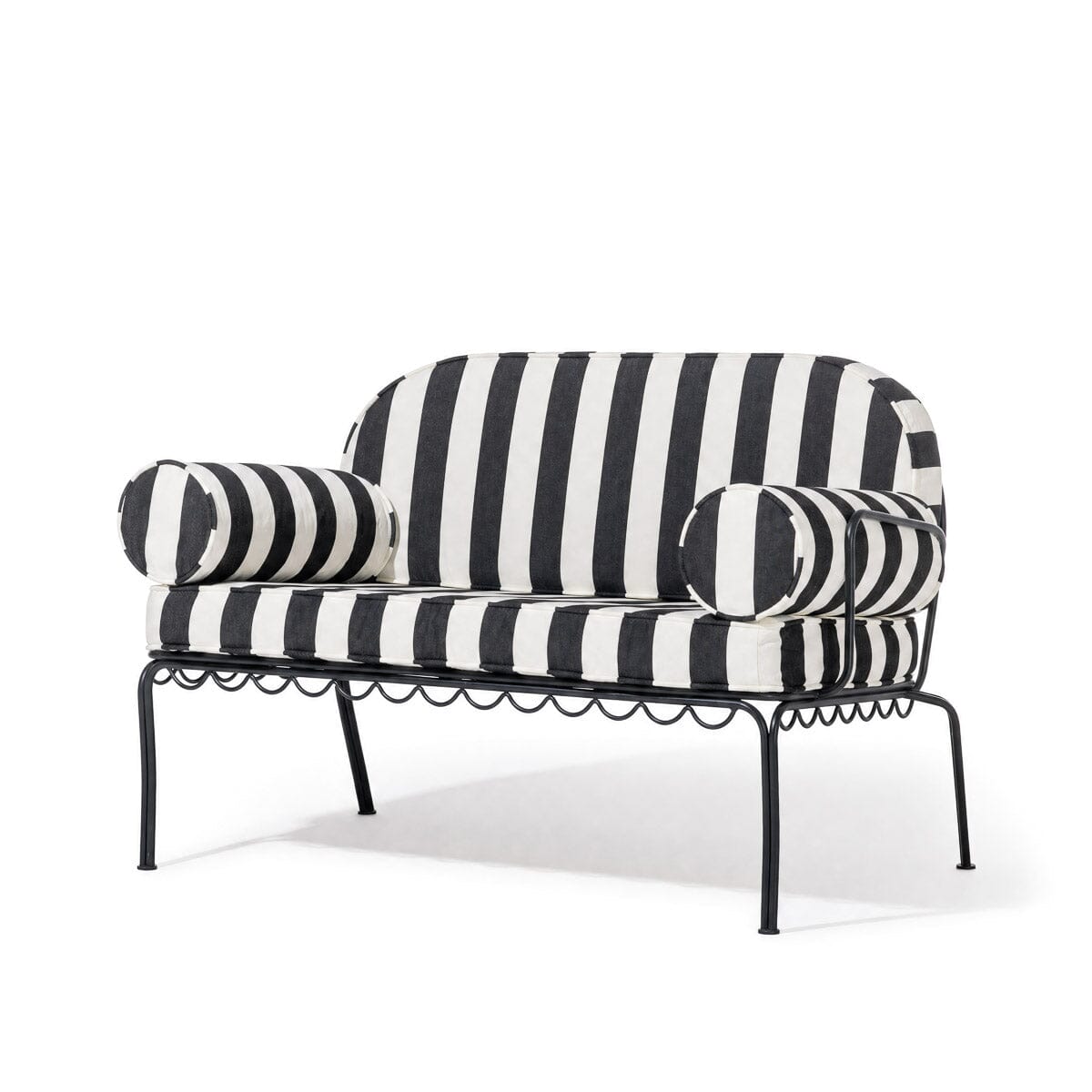 The Al Fresco Love Seat in Crew Vintage Black Stripe | Vintage Black Frame Al Fresco Love Seat Kit Business & Pleasure Co. 