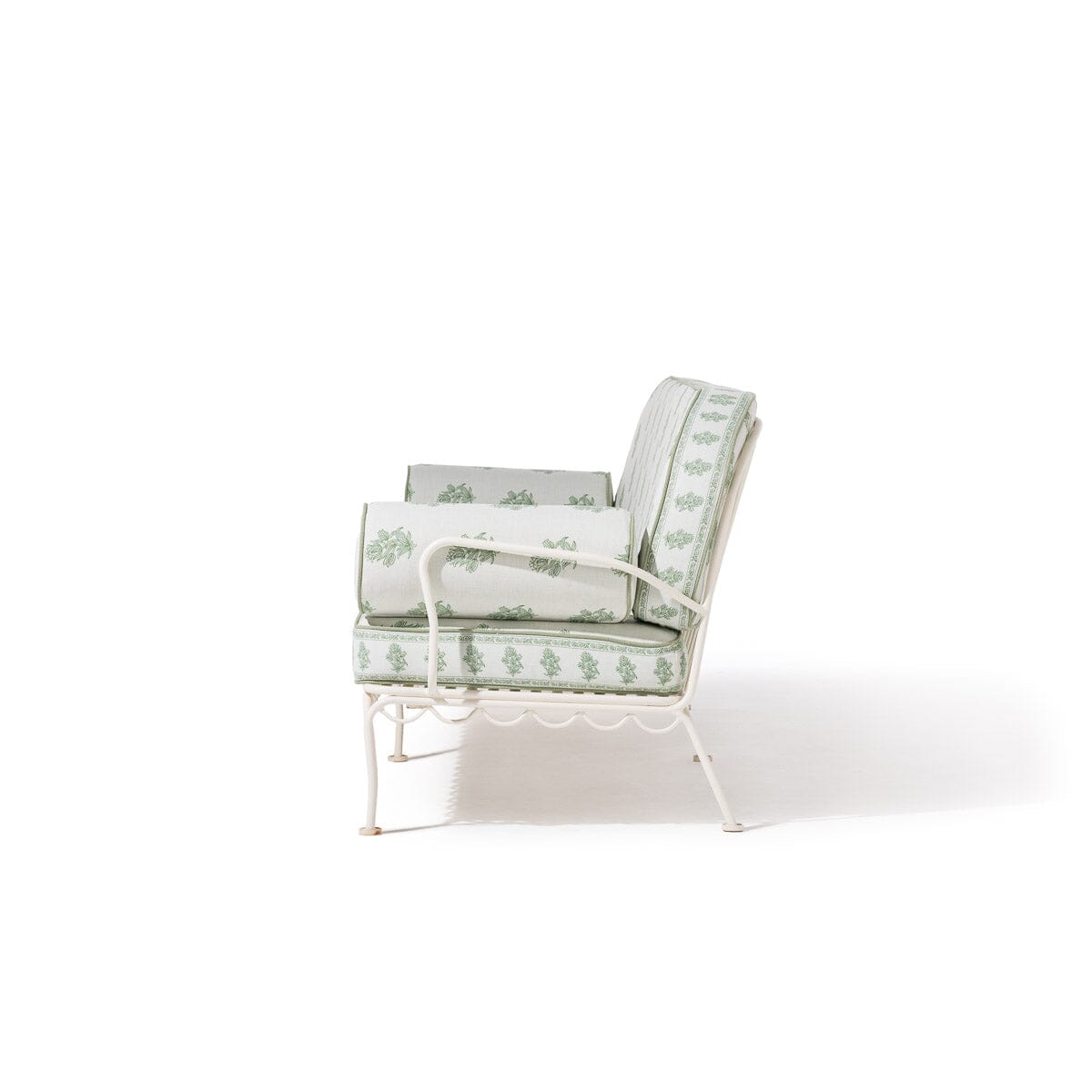 The Al Fresco Sofa by Amanda Lindroth in Jaipur Green | Antique White Frame Al Fresco Sofa Kit B&P by Amanda Lindroth 