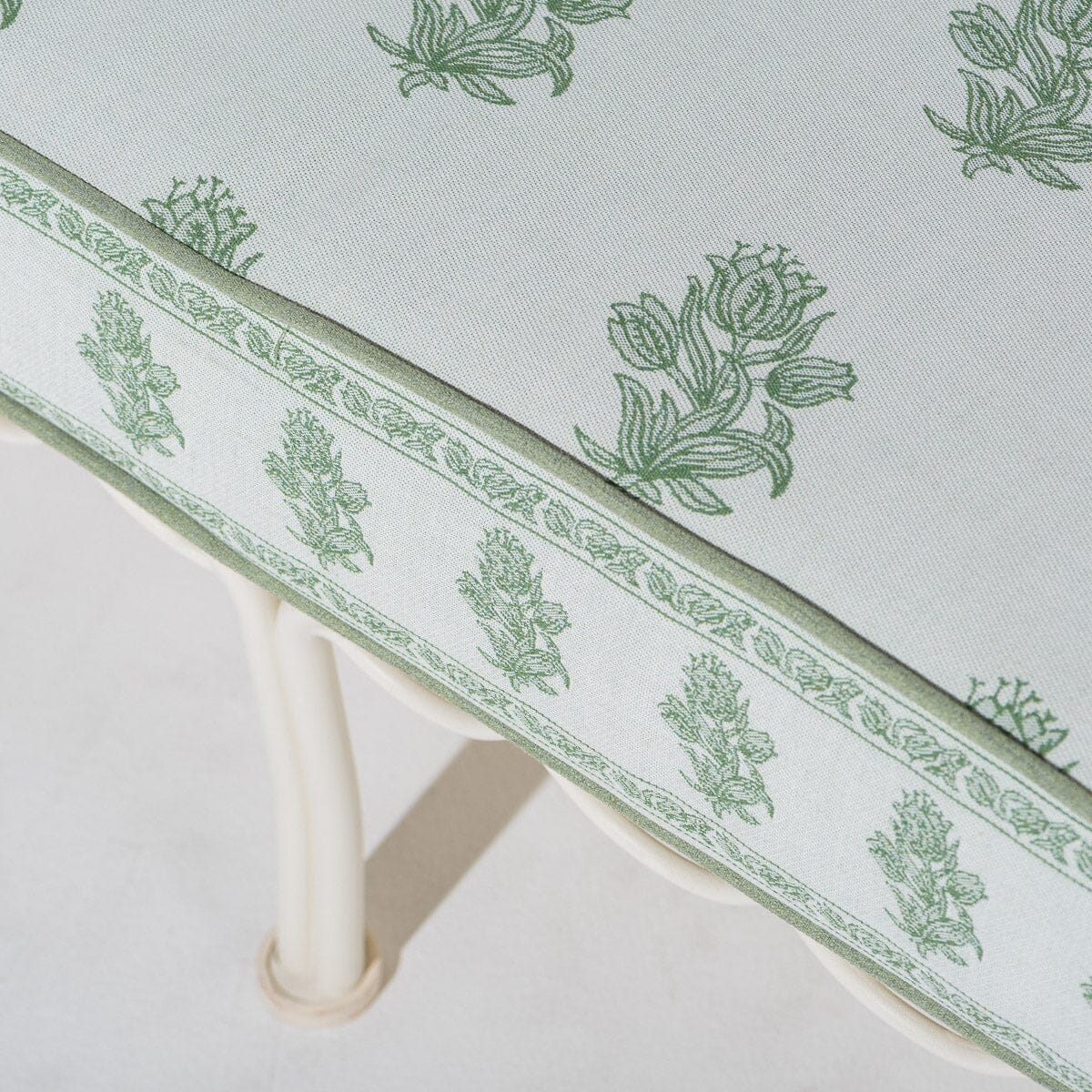 The Al Fresco Sofa by Amanda Lindroth in Jaipur Green | Antique White Frame Al Fresco Sofa Kit B&P by Amanda Lindroth 