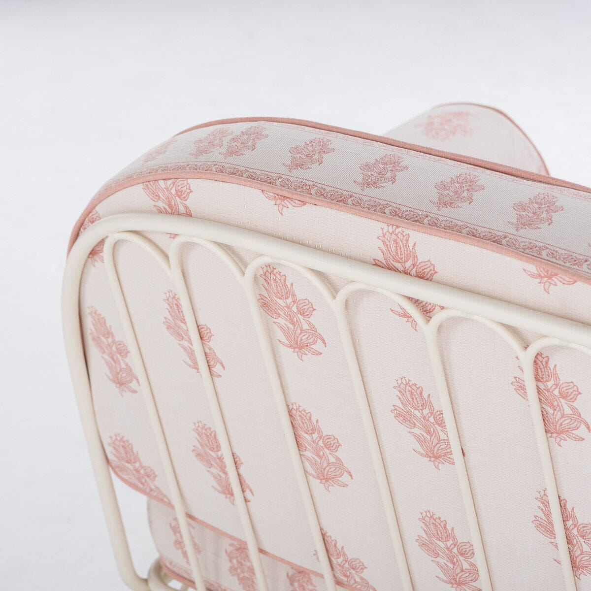 The Al Fresco Sofa by Amanda Lindroth in Jaipur Pink | Antique White Frame Al Fresco Sofa Kit B&P by Amanda Lindroth 