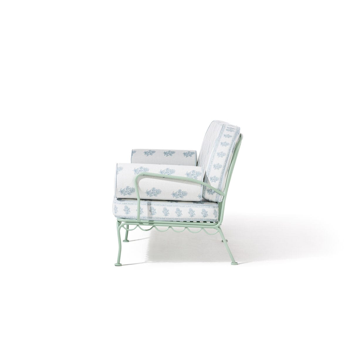 The Al Fresco Sofa by Amanda Lindroth in Jaipur Blue | Sage Green Frame Al Fresco Sofa Kit B&P by Amanda Lindroth 