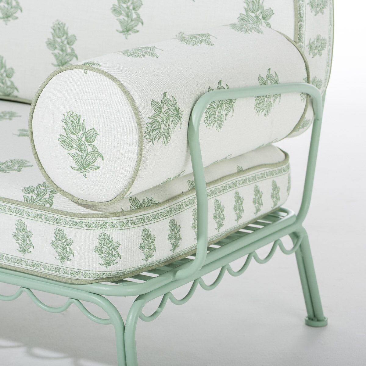 The Al Fresco Sofa by Amanda Lindroth in Jaipur Green | Sage Green Frame Al Fresco Sofa Kit B&P by Amanda Lindroth 