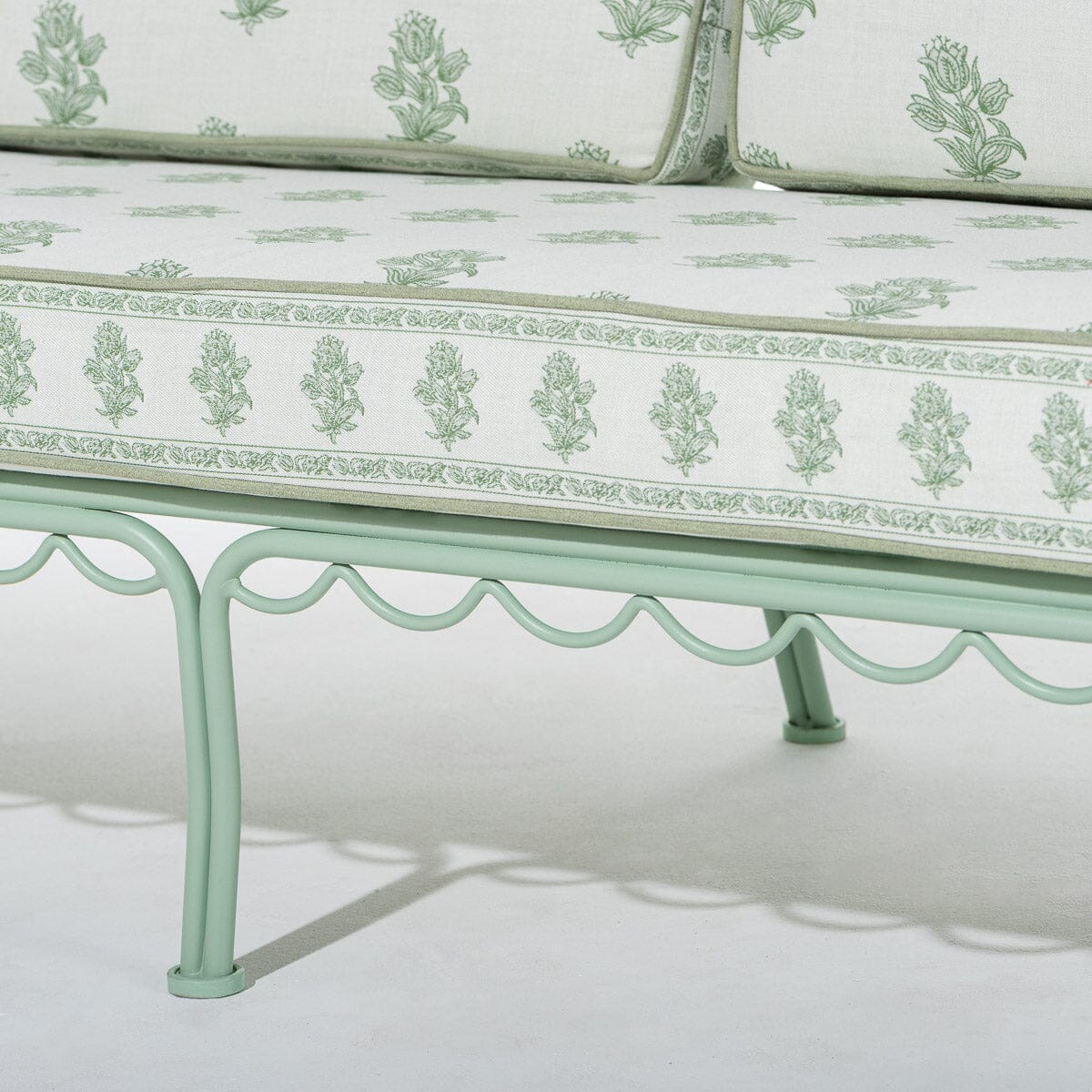 The Al Fresco Sofa by Amanda Lindroth in Jaipur Green | Sage Green Frame Al Fresco Sofa Kit B&P by Amanda Lindroth 
